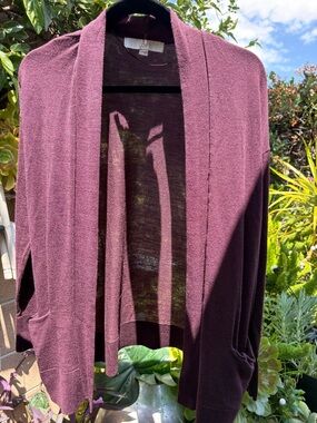 LOFT Plum Open-Front Cardigan Sweater